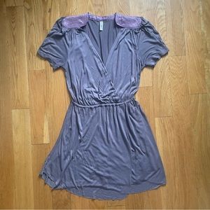 Free People Flowy Purple Short Sleeve Dress, Small